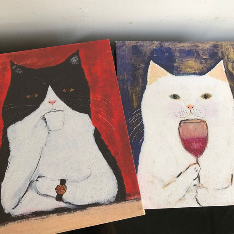 インテリア雑貨 優雅な猫たちのワインタイム ポスター 2枚組