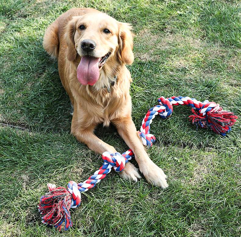 犬のおもちゃ  愛犬用結び目付き丈夫なロープトイ