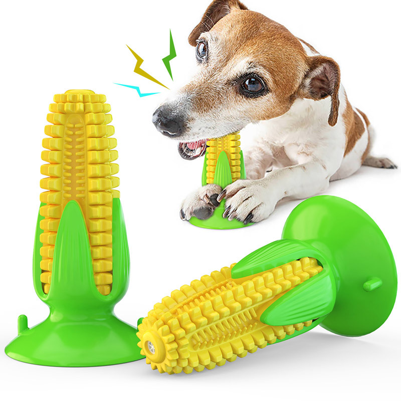 犬のおもちゃ とうもろこし型吸盤付き犬用噛むおもちゃ