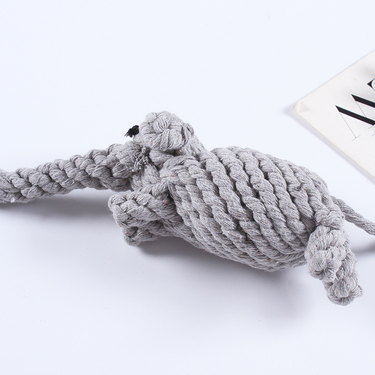 犬のおもちゃ ゾウさん編み込みロープ噛み心地抜群玩具