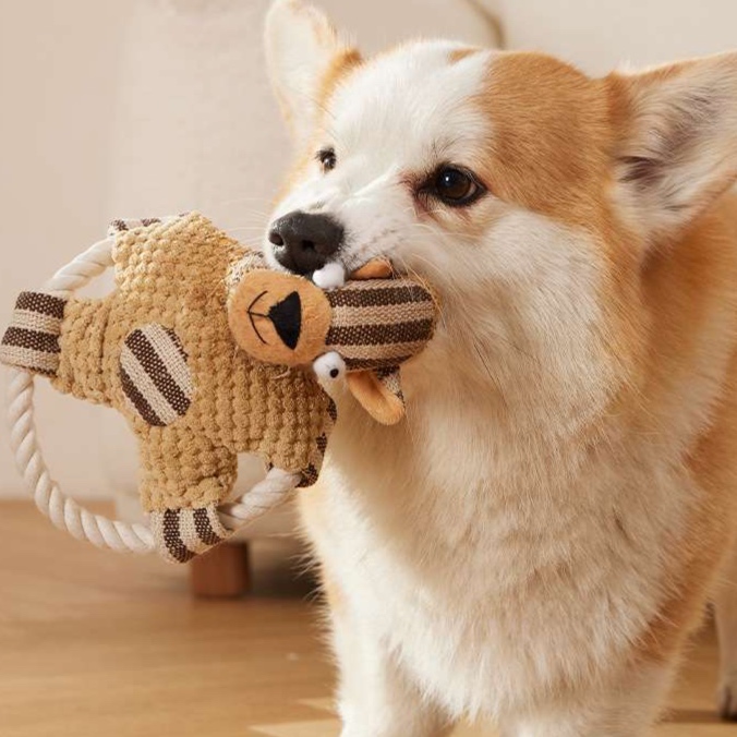 犬 おもちゃ ぬいぐるみ | もこもこ動物ロープおもちゃ