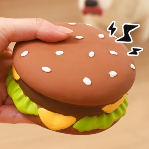 犬のおもちゃ 美味しそうな音鳴りハンバーガー型犬用玩具