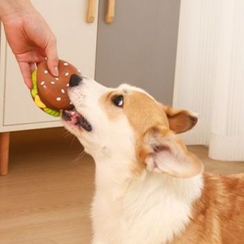犬のおもちゃ 美味しそうな音鳴りハンバーガー型犬用玩具