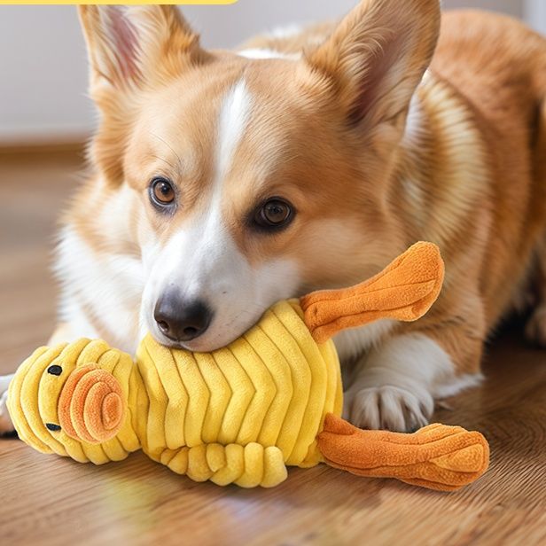 犬のおもちゃ 音が鳴るあひる型ぬいぐるみ犬用玩具