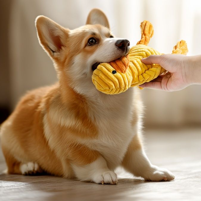 犬のおもちゃ 音が鳴るあひる型ぬいぐるみ犬用玩具
