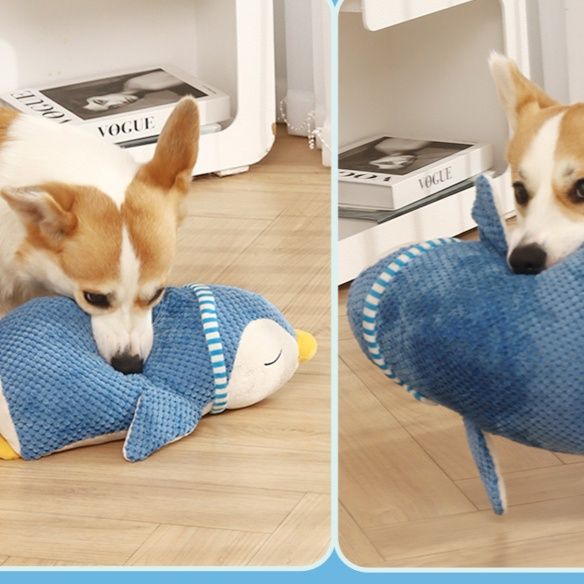 犬のおもちゃ 眠りペンギンふわふわ抱き枕ぬいぐるみ