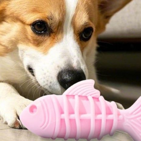 犬のおもちゃ 魚の骨型歯磨き耐久噛み応え玩具