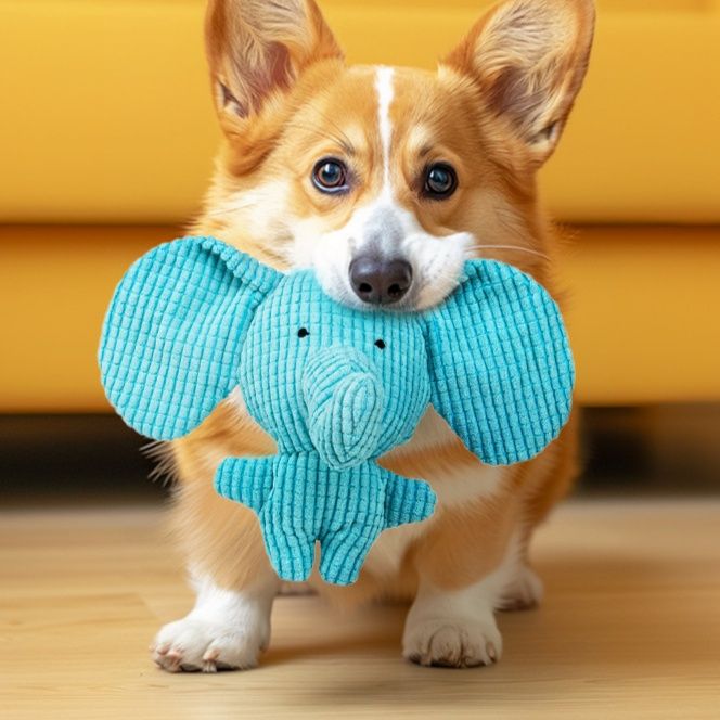 犬のおもちゃ ふわふわ象さん音鳴り犬用ぬいぐるみ玩具
