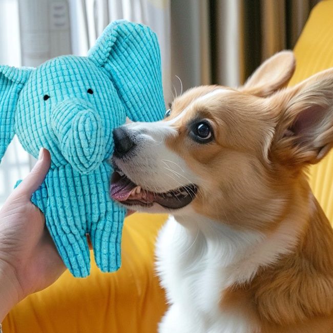 犬のおもちゃ ふわふわ象さん音鳴り犬用ぬいぐるみ玩具