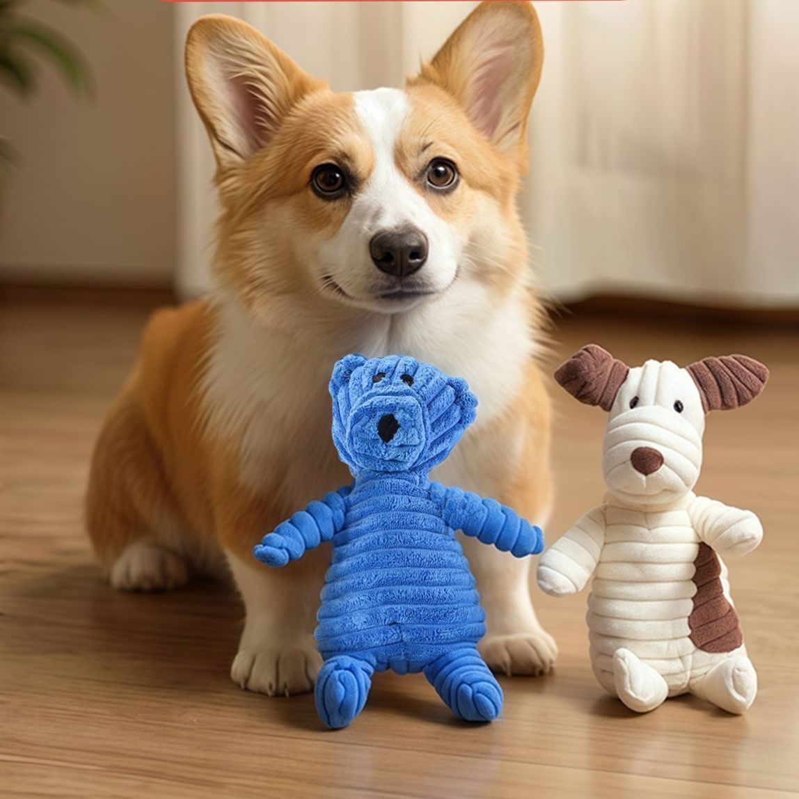 犬のおもちゃ 音の出る仲良し動物ぬいぐるみセット