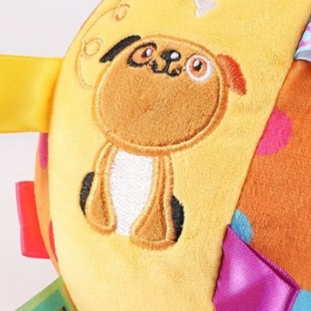 犬のおもちゃ 音が鳴るリボン付き知育ボール