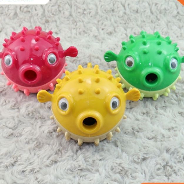 犬のおもちゃ ふぐ型音がなる歯磨きボール