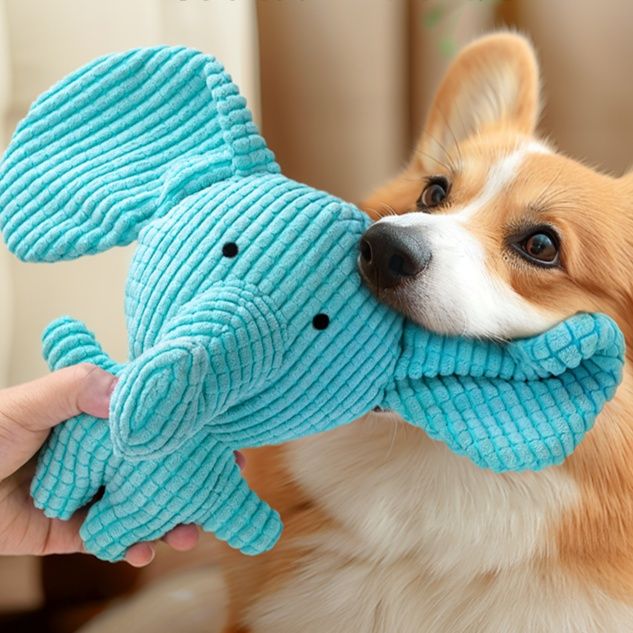 犬のおもちゃ ぞうさん型コーデュロイ噛み噛み犬用ぬいぐるみ