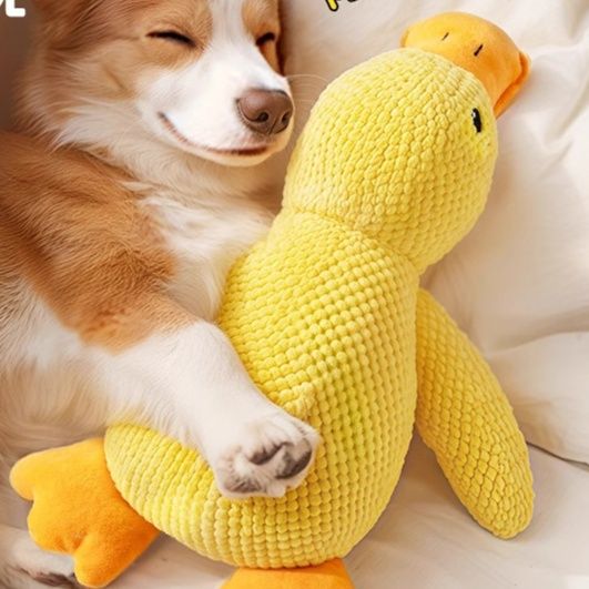 犬のおもちゃ 愛らしいアヒル親子の噛み応え抜群ぬいぐるみ