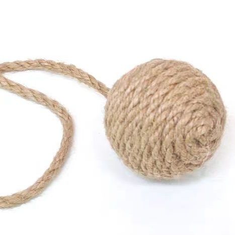 犬のおもちゃ 天然素材ボール付き投げて遊ぶロープ玩具