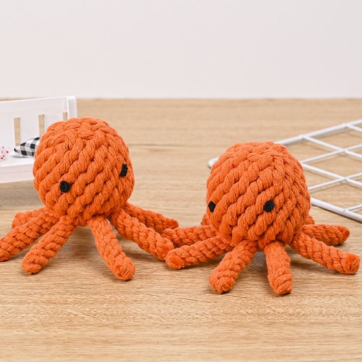 犬のおもちゃ たこ型ロープ編み込み噛むおもちゃ