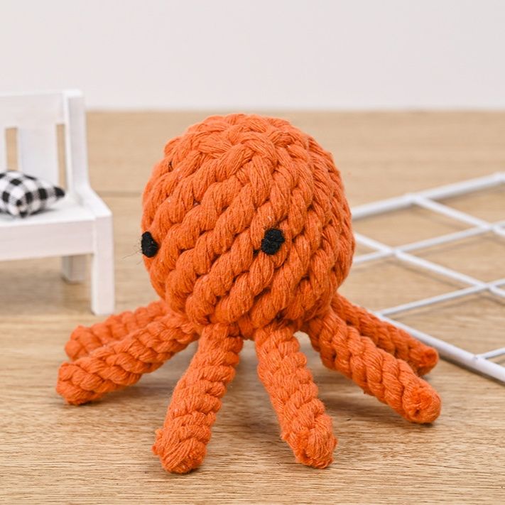 犬のおもちゃ たこ型ロープ編み込み噛むおもちゃ