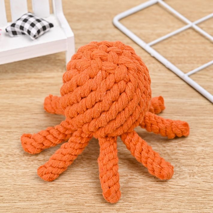 犬のおもちゃ たこ型ロープ編み込み噛むおもちゃ
