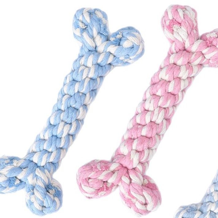 犬のおもちゃ 骨型ロープ編み込み噛むおもちゃ