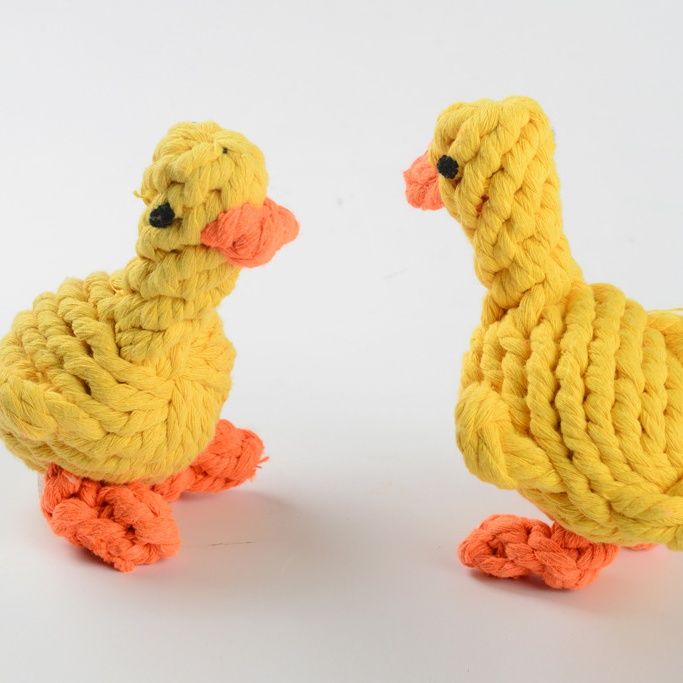 犬のおもちゃ あひる型ロープ編み込み噛むおもちゃ