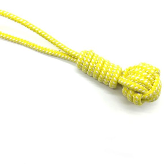 犬のおもちゃ 丈夫な編み込みボール付き持ち手ロープ玩具