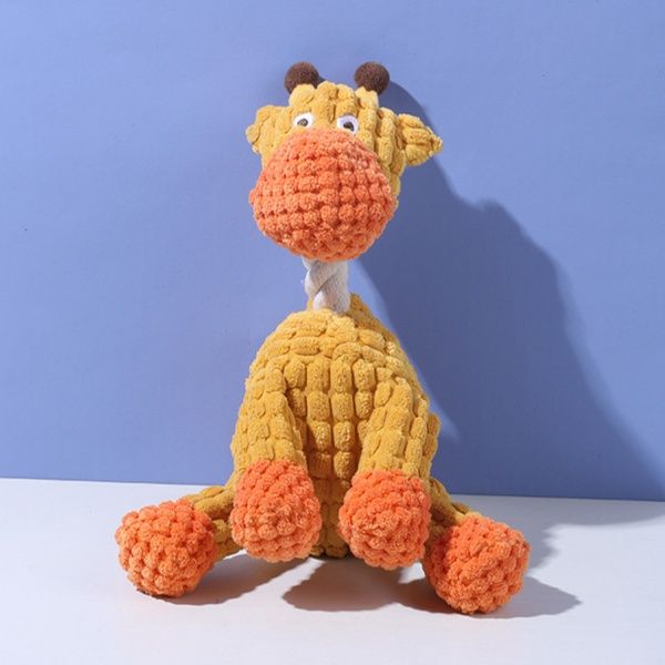 犬のおもちゃ もこもこキリン音が鳴る歯磨きぬいぐるみ