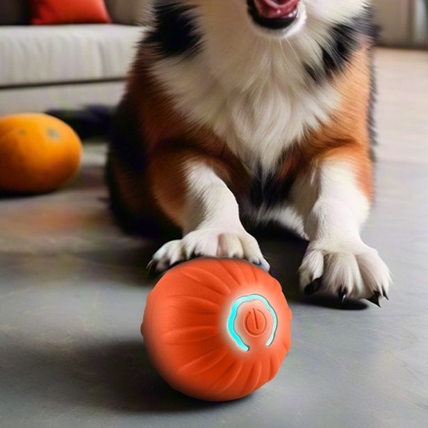 犬のおもちゃ 自動回転発光機能付き知育ボール