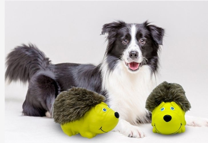 犬のおもちゃ もふもふ髪のはりねずみ音入り犬用ぬいぐるみ