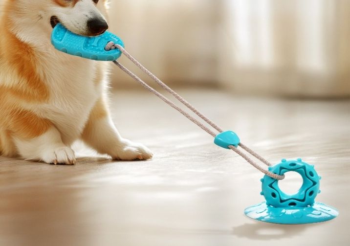 犬のおもちゃ 吸盤付きサンダル型噛むおもちゃロープ引っ張り