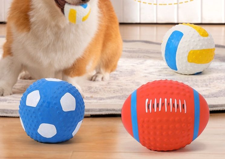 犬のおもちゃ 天然ゴム製 鳴き声つき犬用スポーツボール