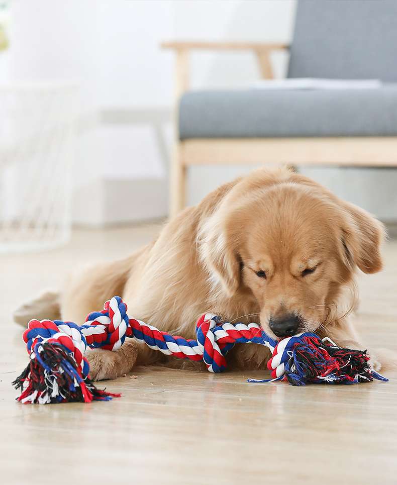 犬のおもちゃ  愛犬用結び目付き丈夫なロープトイ