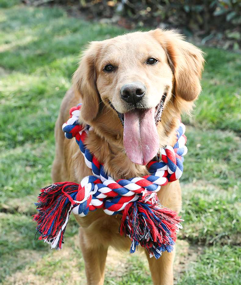 犬のおもちゃ  愛犬用結び目付き丈夫なロープトイ