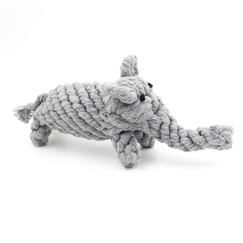 犬のおもちゃ ロープ編み象さん噛み心地抜群玩具