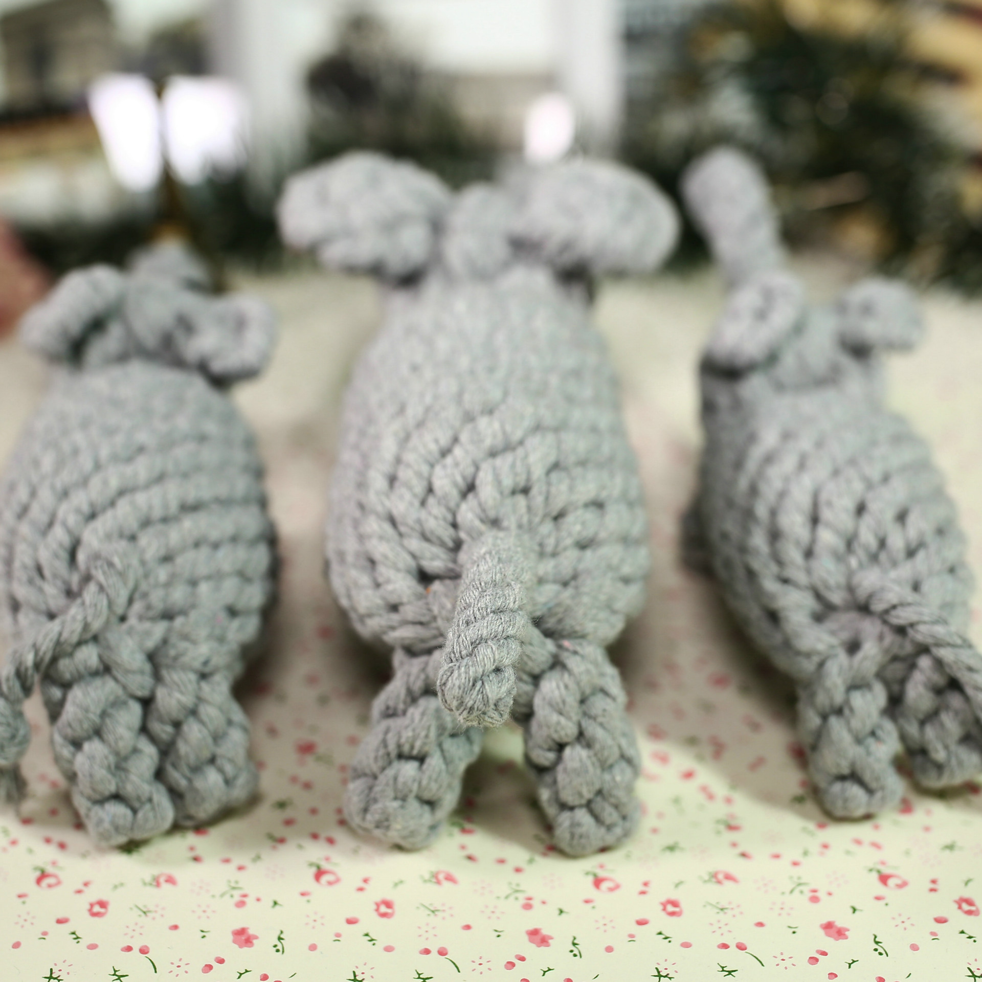 犬のおもちゃ 手編みロープゾウさん型噛むおもちゃ