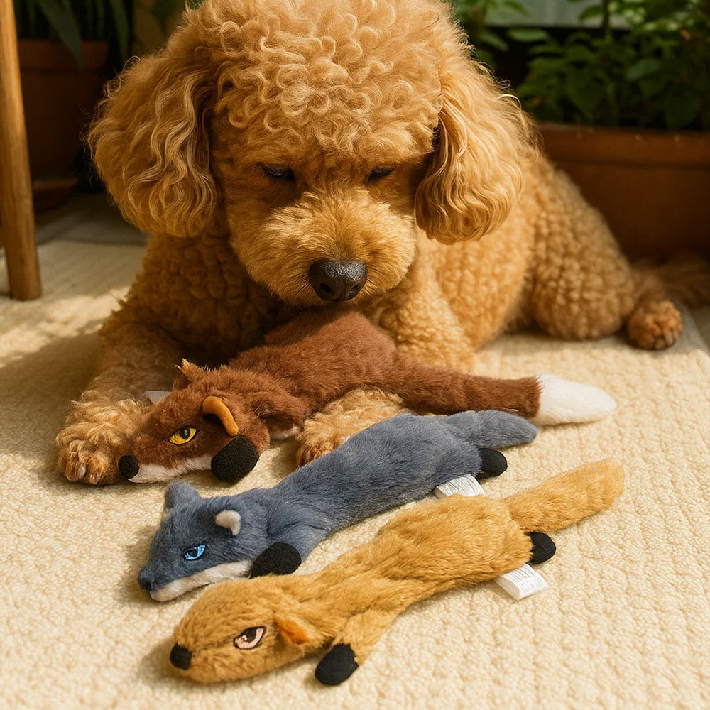 犬のおもちゃ 森の仲間たちキツネとオオカミのぬいぐるみ三体セット