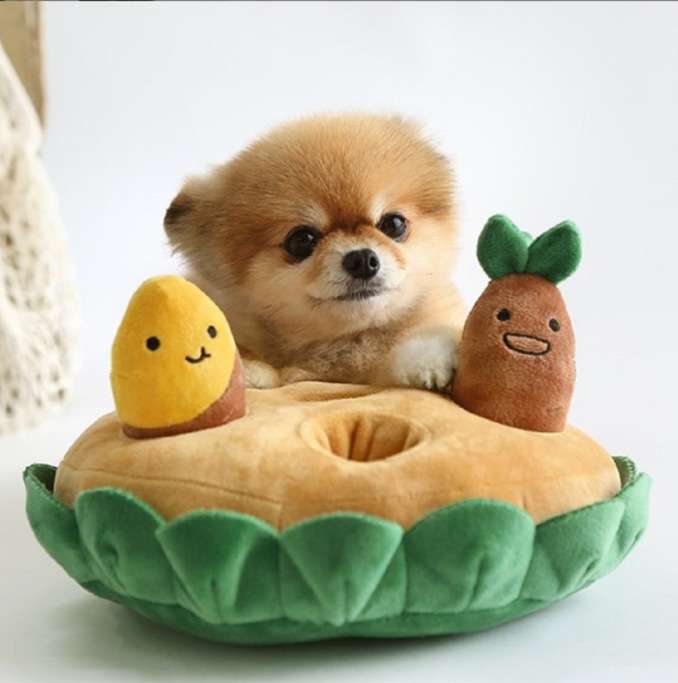 犬のおもちゃ  わんちゃんの野菜畑パズルクッション