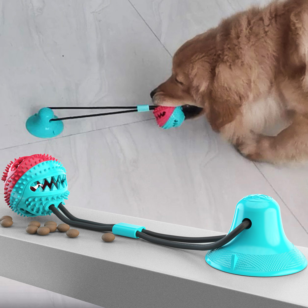 犬のおもちゃ 吸盤式ボール噛みロープ