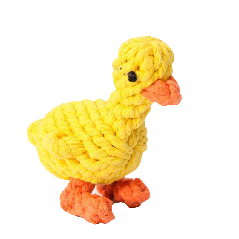 犬のおもちゃ あひる型ロープ編み込み噛むおもちゃ