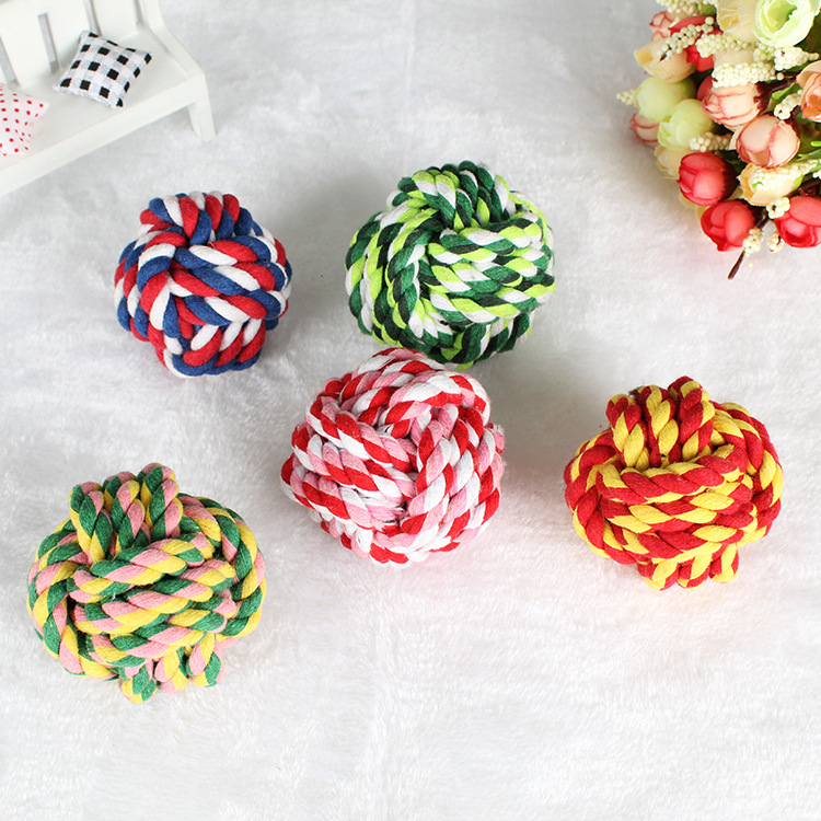 犬のおもちゃ 編み込みロープボール噛み応え抜群玩具