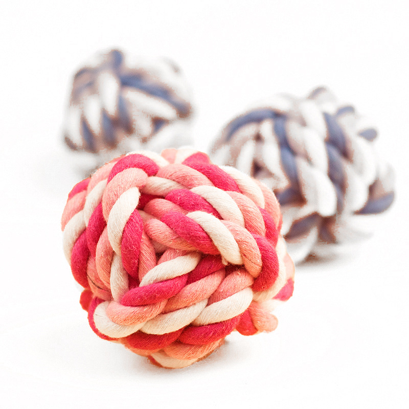 犬のおもちゃ 丈夫な編み込みロープボール