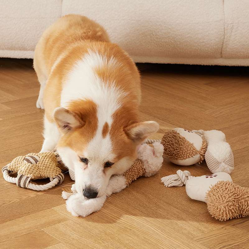 犬 おもちゃ ぬいぐるみ | もこもこ動物ロープおもちゃ