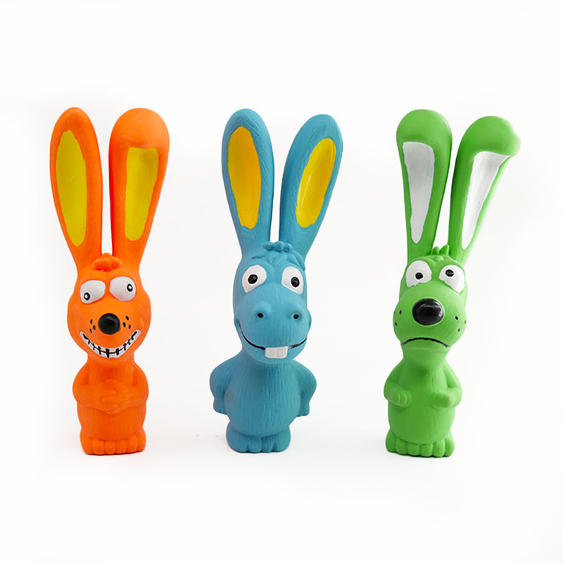 犬のおもちゃ ユニーク動物顔付き長耳うさぎ型噛むおもちゃ