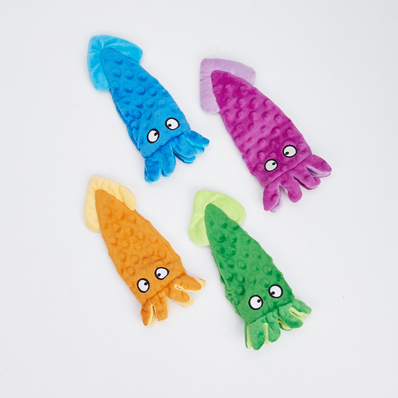 犬のおもちゃ 海の生き物イカ型音入り犬用ぬいぐるみ