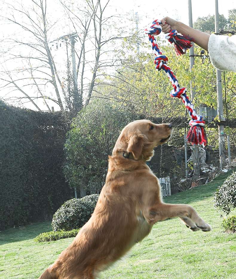 犬のおもちゃ  愛犬用結び目付き丈夫なロープトイ