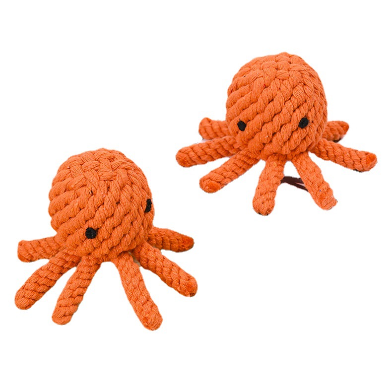 犬のおもちゃ たこ型ロープ編み込み噛むおもちゃ