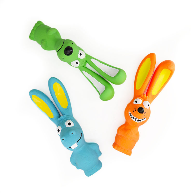 犬のおもちゃ ユニーク動物顔付き長耳うさぎ型噛むおもちゃ