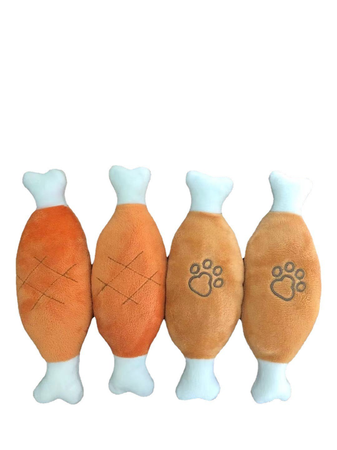 犬のおもちゃ ふわふわチキンレッグ肉付き骨型ぬいぐるみ