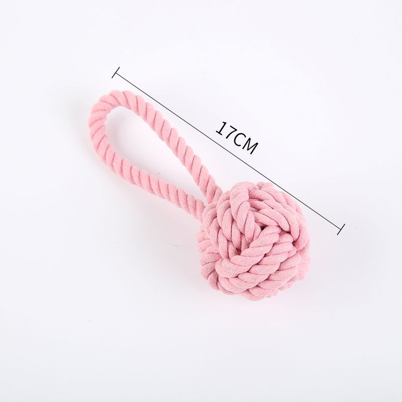 犬のおもちゃ 丸結び玉付き持ち手ループ犬用ロープ玩具