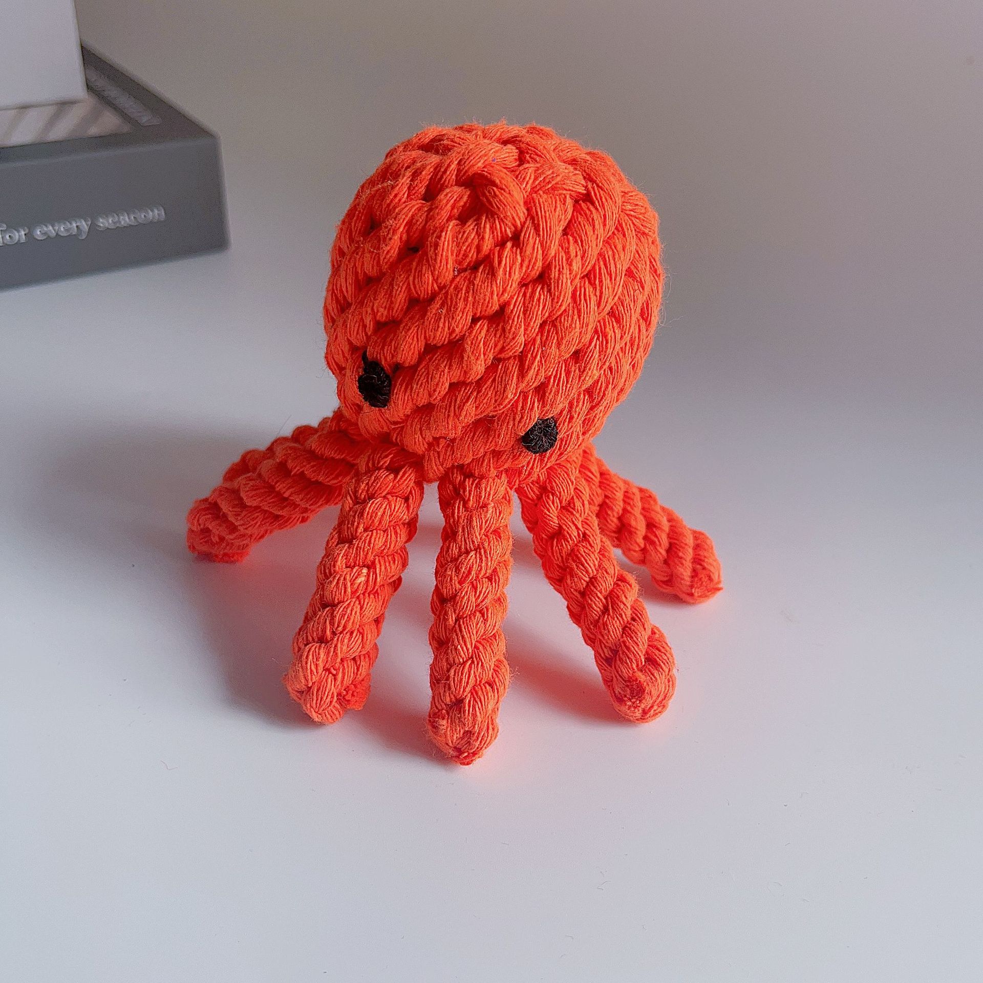 犬のおもちゃ 可愛いたこさん編み込みロープ噛むおもちゃ