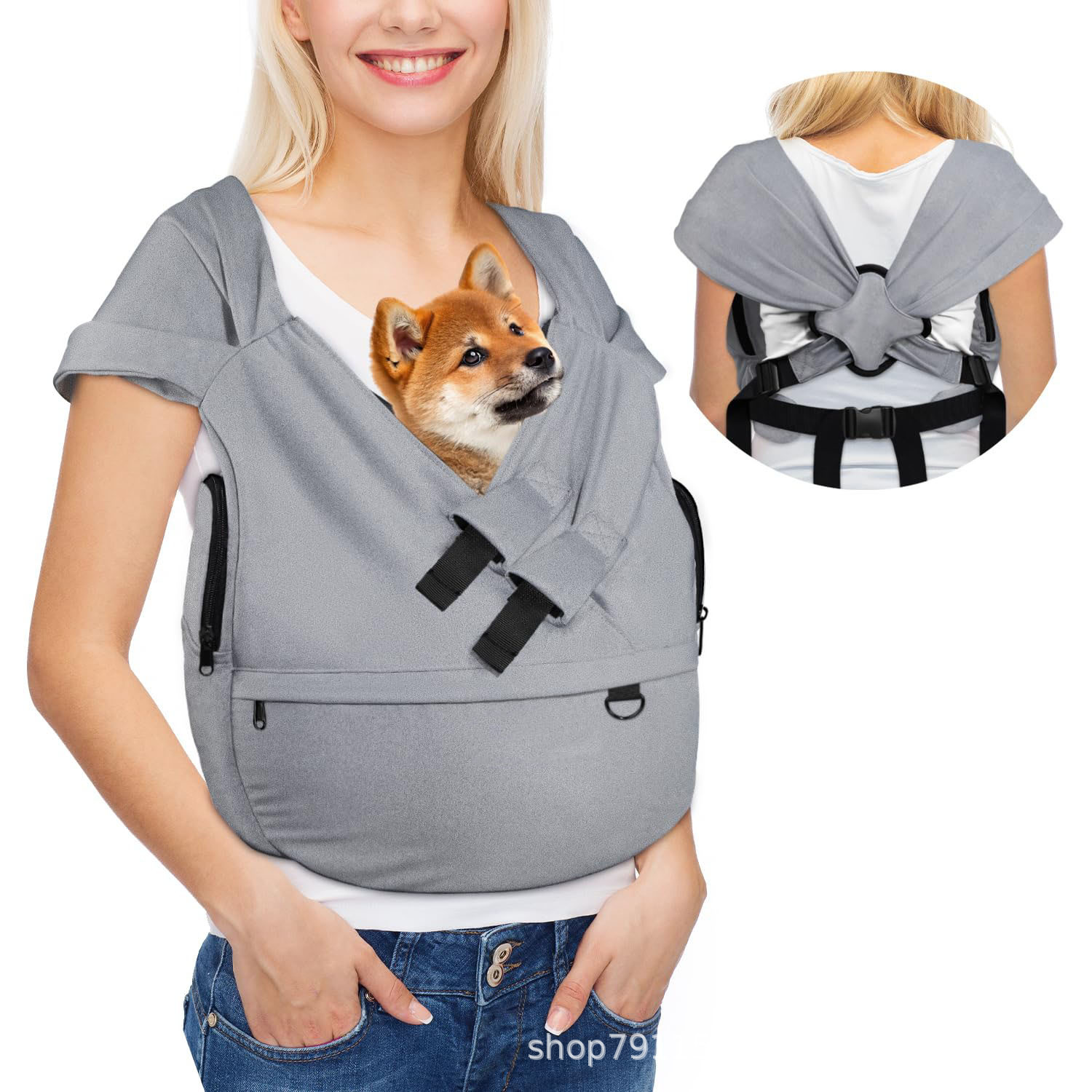 犬バッグ 抱っこ紐型ペット用両肩掛けスリングキャリー